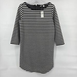 GAP Dress XS Gray White Stripe 3/4 Sleeve Ponte Knit New